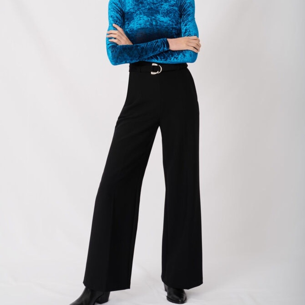 Maje wide leg high waist black pants 34
